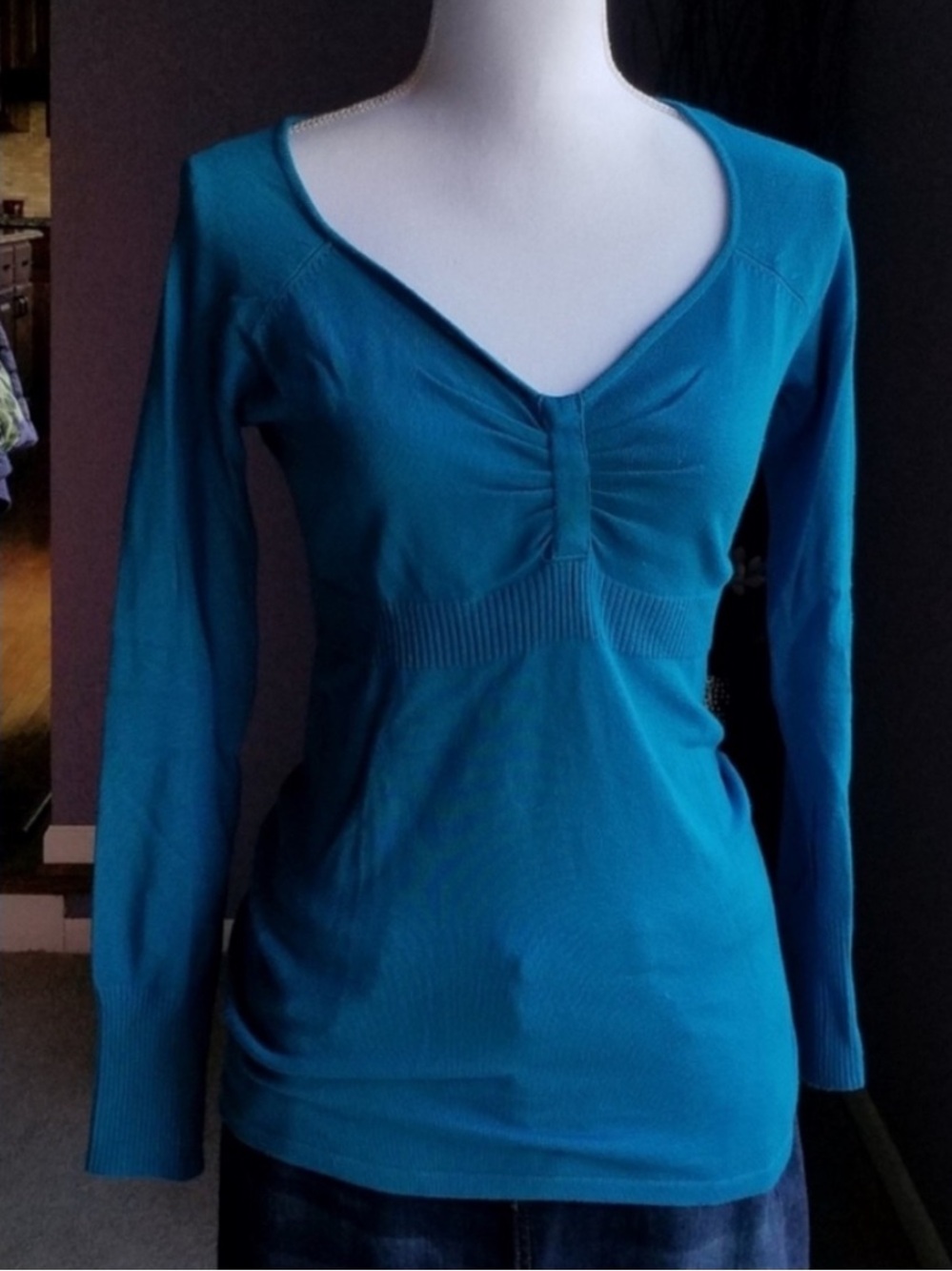 Sexy Fitted V-neck Knit Sweater from Europe - Small